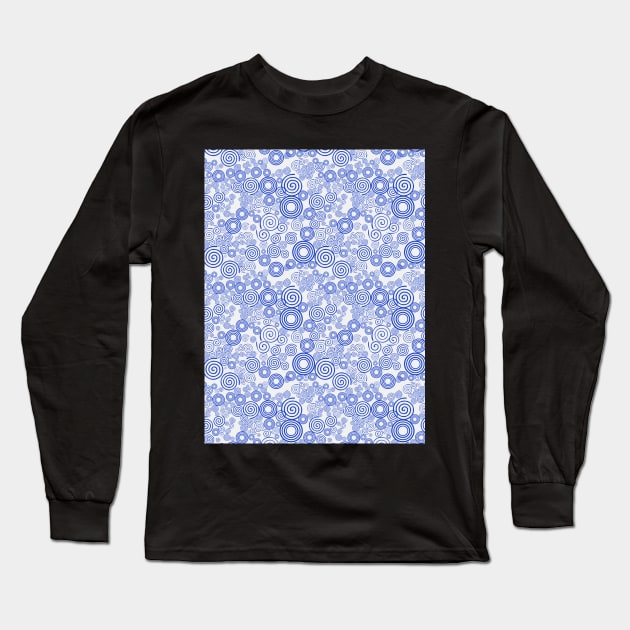 Trippy Blue and Gray Spiral Pattern Long Sleeve T-Shirt by Design_Lawrence